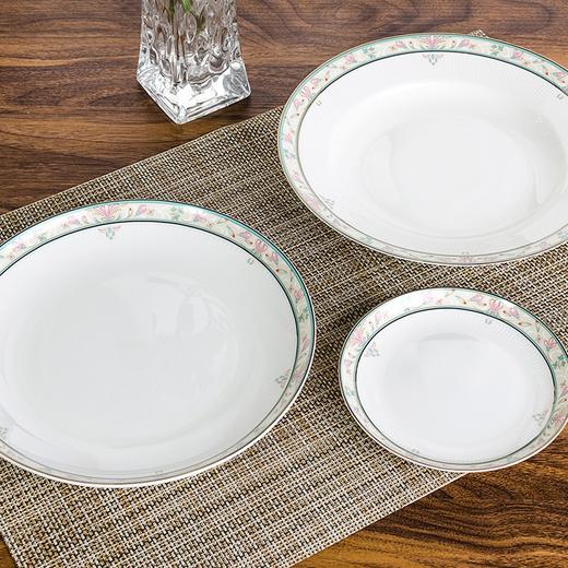 唐惠 碗 碗碟套装家用饭碗盘子勺子骨瓷餐具套装30头中式碗盘釉上彩浮雕工艺烟花三月家居实用礼品餐具 餐具 商品图9