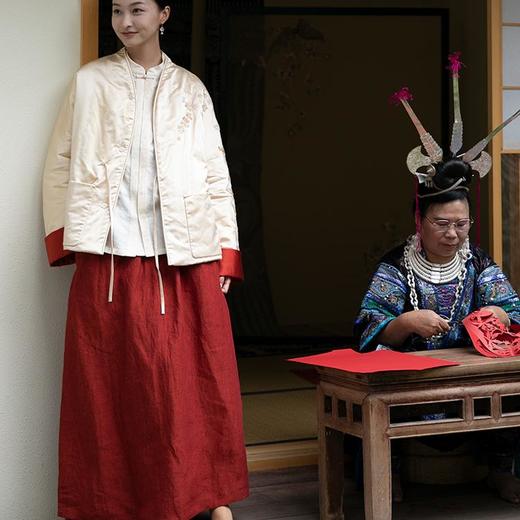 牧衣游原创 丝棉手工刺绣短外套新款质朴复古百搭新中式外套 茹欢 商品图1