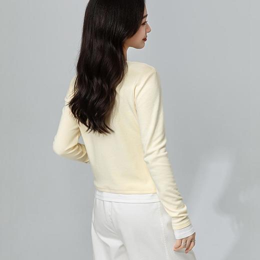 【高货xg】全新升级【铂金会员165/天猫229/差价64】(70648) 洛诗琳假两件针织上衣2025春季新款设计感V领针织开衫女 商品图4