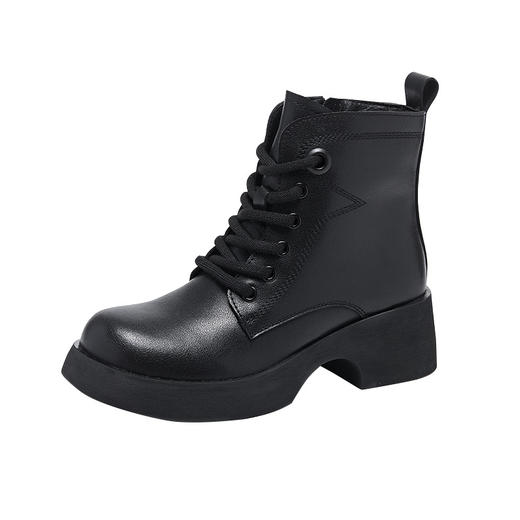 丁摩 秋季新品真皮复古马丁靴女韩版侧拉链女式皮靴厚底休闲女鞋子5ZF-513-2 商品图4