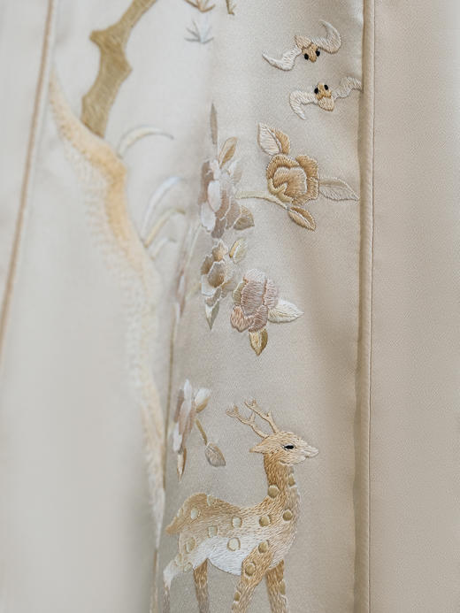 盛唐牡丹|鹤鹿同春手绣真丝马甲-白色 商品图2