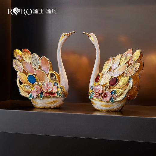 【彼达思】罗比罗丹 添福 天鹅珐琅彩摆件 商品图2
