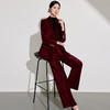 IWY/高端酒红色丝绒西装套装女公司年会主持正装气质上镜职业装1024CP038 商品缩略图4