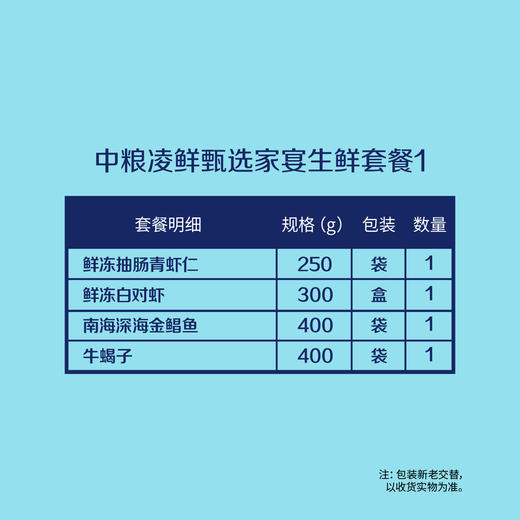 中粮凌鲜甄选家宴生鲜套餐1（新旧两款内配随机发货）【分仓直发，72小时发货，周末节假日不发货】 商品图1
