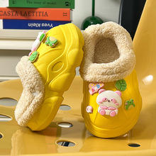 【舒棉绒内里！冬季更保暖】小熊猫防水棉拖新款 男女童宝宝可爱居家 卡通秋冬加绒 保暖洞洞鞋-QQ 商品图7