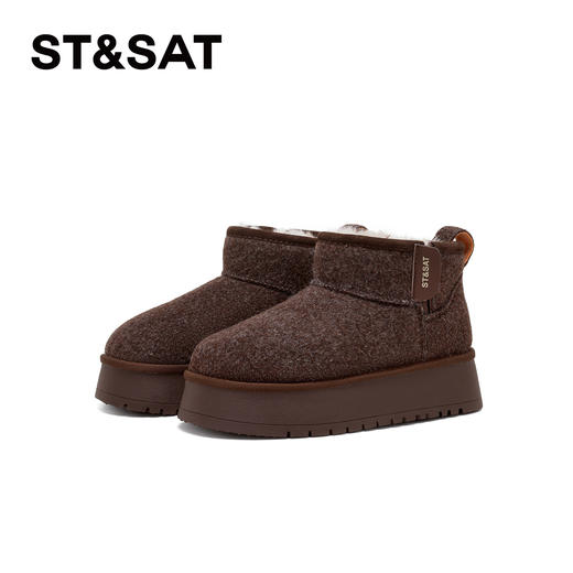 星期六简约百搭短筒加绒厚底雪地靴SSC4118CY7 商品图3