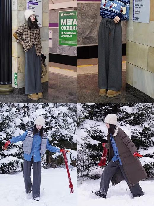 浮生八记/24D193/重磅收胯显高加厚保暖蚕丝羊毛休闲裤 商品图1