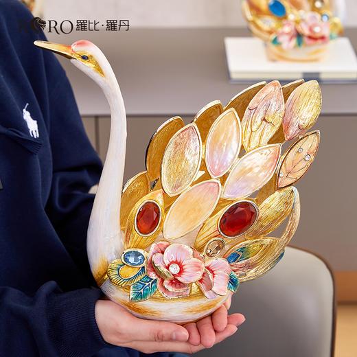 【彼达思】罗比罗丹 添福 天鹅珐琅彩摆件 商品图4