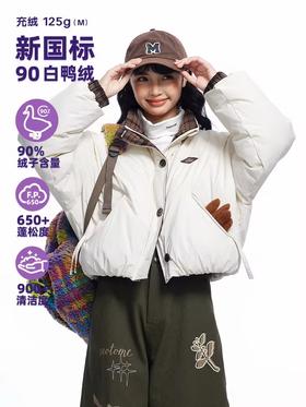 早乙女惠子saotome/STMYR244513/短款格纹拼接羽绒服