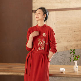 牧衣游原创手工刺绣宽松红色连衣裙 限量福利款 南珰不支持会员折