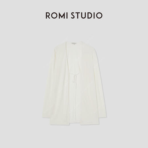 ROMI STUDIO”法式简约“环保纤维V领垂坠感系带凉感针织开衫T3791 商品图0
