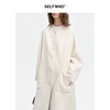 SELFWHO绵羊毛混纺毛织连帽围巾双面呢大衣女2024秋冬单排扣外套 商品缩略图4