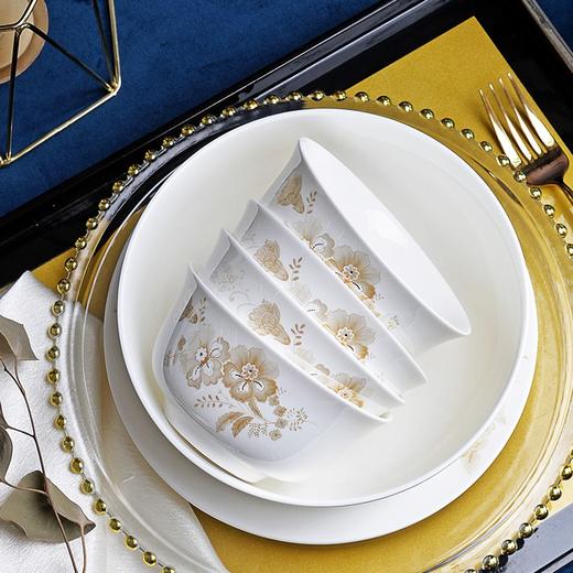 唐惠碗碟套装家用碗盘勺骨质瓷餐具套装10头 中式碗盘釉上彩 国色天香 商品图6