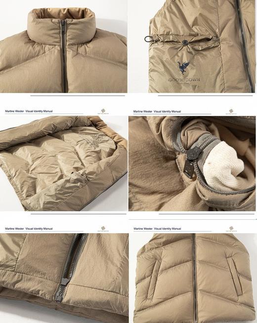 Martine Wester 五格斜切线环保水性涂层面料立领鹅绒马甲11083820 商品图2