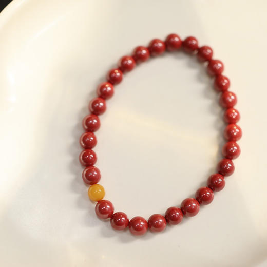 【玲珑·帝王砂蜜蜡手串】敦煌福泽小众帝王砂手链蜜蜡红色国风本命朱砂手串 商品图5