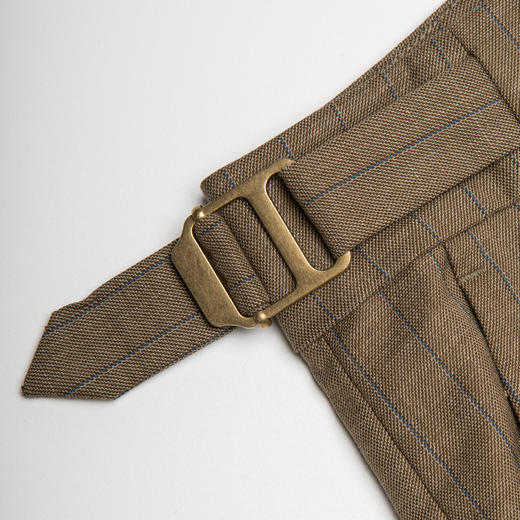 ROMI STUDIO“内外兼备”复古高腰可调节倒褶深卡其休闲西裤K3215 商品图1