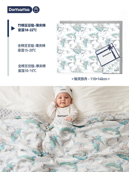 哆咪呀纱布薄夹棉盖毯-鯨灵旅舟 商品图0