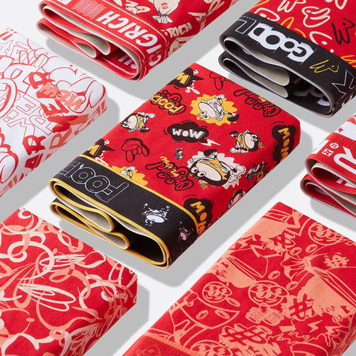 XN-PG8198/PG8200/PG8202  【1条】本命年潮流印花男士内裤纯棉大红无痕舒适男士平角裤 商品图2