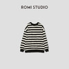 ROMI STUDIO黑白条纹加绒加厚针织宽松卫衣T2366 商品缩略图0