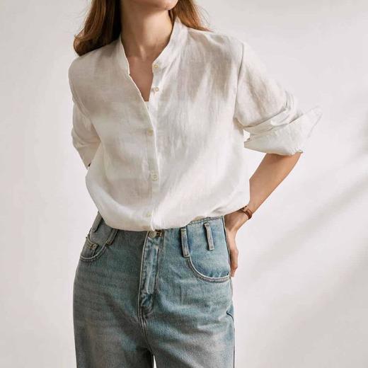 顺丰包邮40901洛诗琳新中式改良小立领禅意老钱风亚麻衬衫006 商品图1