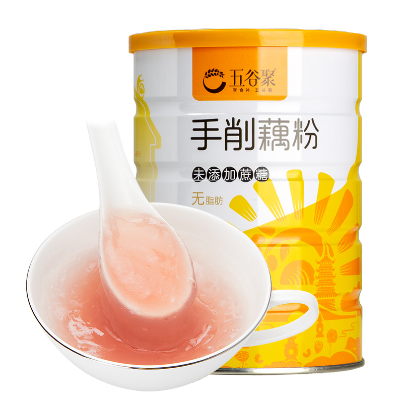 五谷聚 手削纯藕粉350g 杭州特产西湖藕粉纯手工原味无添加蔗糖莲藕粉羹