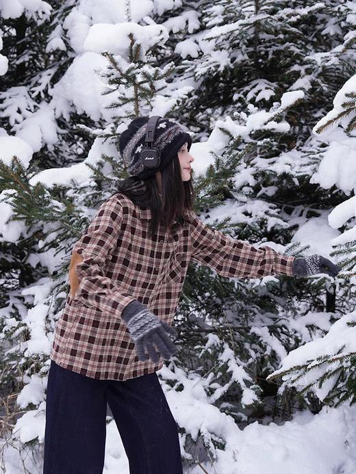 浮生八记/24D200/复古美式磨毛格纹保暖叠穿口袋衬衫 商品图2