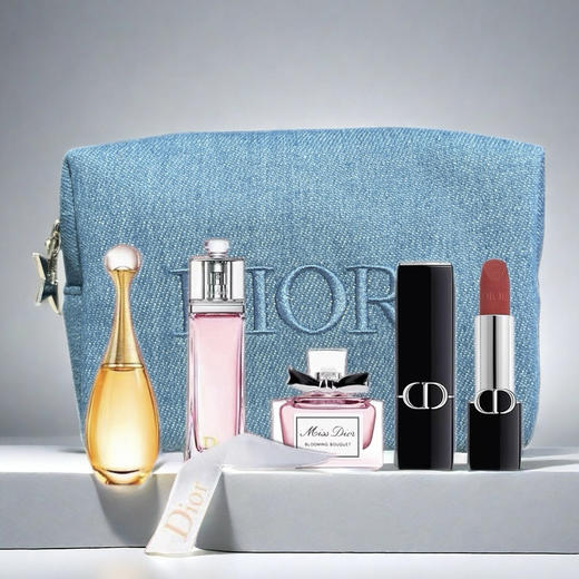 【双12嗨购节】【全球购】【热销】送蓝色化妆包！Dior迪奥香水口红小样四件套 真我+甜心小姐+迪奥蓝金口红小样999丝绒+720丝绒 商品图4