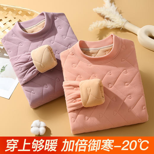 【加绒加厚】秋冬中老年妈妈装圆领套头保暖上衣女时尚洋气可外穿6610女士绗缝套头上衣 商品图4