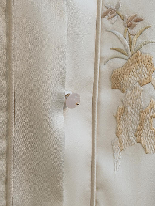 盛唐牡丹|鹤鹿同春手绣真丝马甲-白色 商品图5