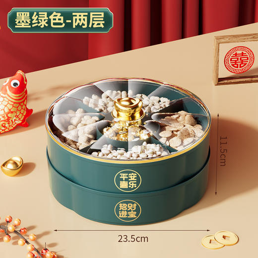 【新中式❗️福气满满旋转果盘】招财进宝，平安喜乐，分层多格设计，新款家用透明带盖新年蛇年春节元宝干果盘糖果盒礼物 商品图8
