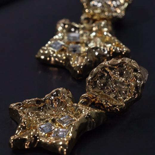 雀说 欧美中古铜镀金熔岩五角星耳夹耳环饰品5ZF-10502 商品图2