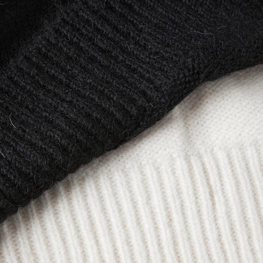 ROMI STUDIO 软糯羊驼毛黑白撞色圆领针织毛衣针织衫R29M117 商品图4