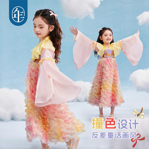 年衣童装女童汉服超仙2025春新款国风唐装连衣裙儿童中式演出服周岁服花团锦兔汉服裙 商品图2