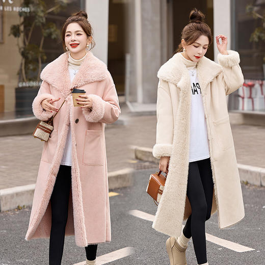 长款皮毛一体羊羔毛外套女冬季2024新款加厚环保皮草仿鹿皮绒大衣 商品图3