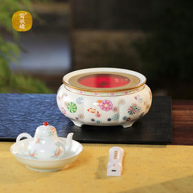 【莺歌烧旗舰店】珐琅彩团花纹