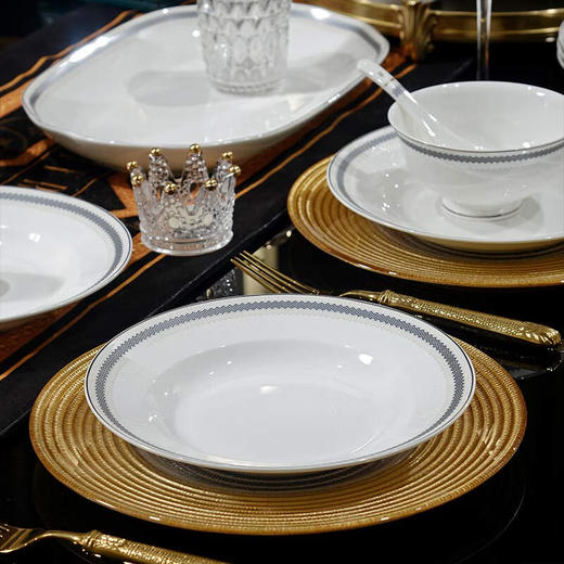 唐惠餐具整套29头现代轻奢唐山骨瓷碗盘餐具套装乔迁搬家礼物清蓝冰水 清蓝冰水29头 商品图3