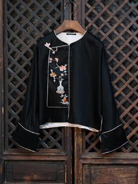 盛唐牡丹 |重缎真丝博古纹手绣外套