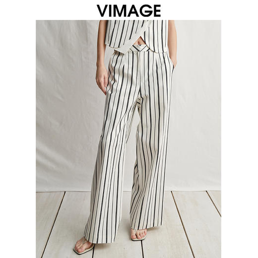 VIMAGE纬漫纪简约气质高级感高腰显瘦阔腿直筒休闲裤2025春季新款V2305902 商品图2