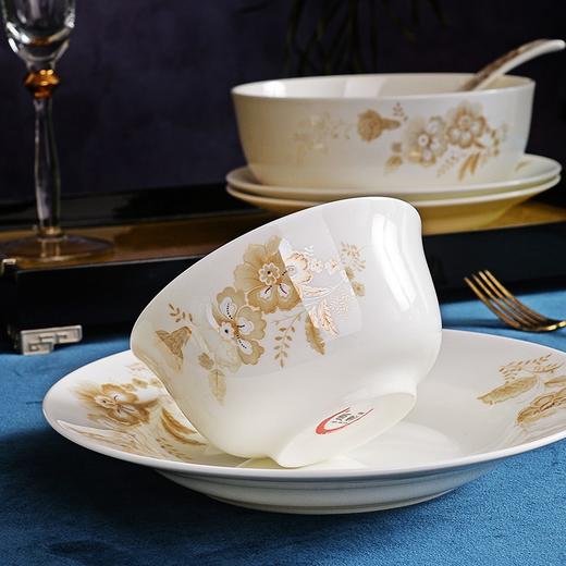 唐惠碗碟套装家用碗盘勺骨质瓷餐具套装10头 中式碗盘釉上彩 国色天香 商品图5