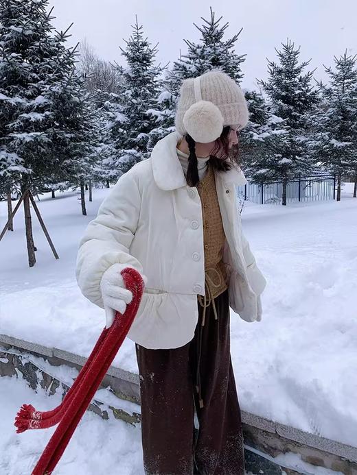 浮生八记/24D202/复古保暖质感丝绒娃娃翻领泡泡棉衣 商品图0