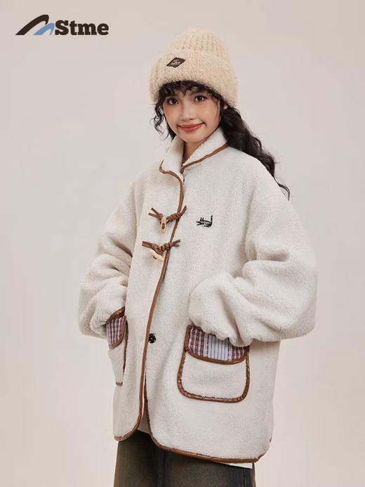 早乙女惠子saotome/STMWT243273/青果领牛角扣羊羔毛外套 商品图0