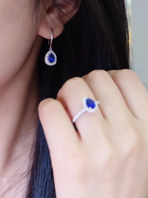 2.02ct刻面蓝宝石耳钩耳坠 商品图4