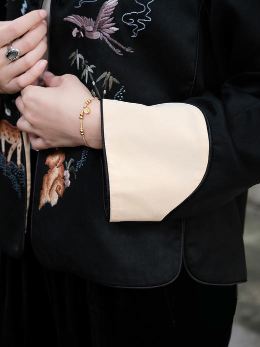 盛唐牡丹|重缎真丝鹤鹿同春手绣外套 商品图2