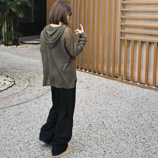 顺丰包邮41302洛诗琳宽松廓形羊驼毛休闲连帽针织罩衫810 商品图3