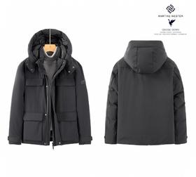 Martine Wester 男日本东丽Dermizax 弹力防水透湿面料立体贴袋可脱卸帽鹅绒服11083188