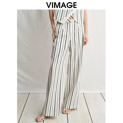 VIMAGE纬漫纪简约气质高级感高腰显瘦阔腿直筒休闲裤2025春季新款V2305902 商品图5