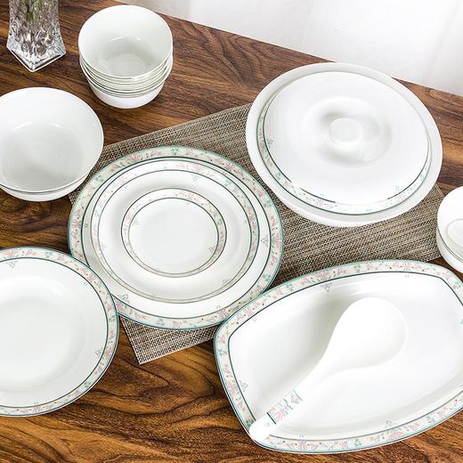 唐惠 碗 碗碟套装家用饭碗盘子勺子骨瓷餐具套装30头中式碗盘釉上彩浮雕工艺烟花三月家居实用礼品餐具 餐具 商品图1