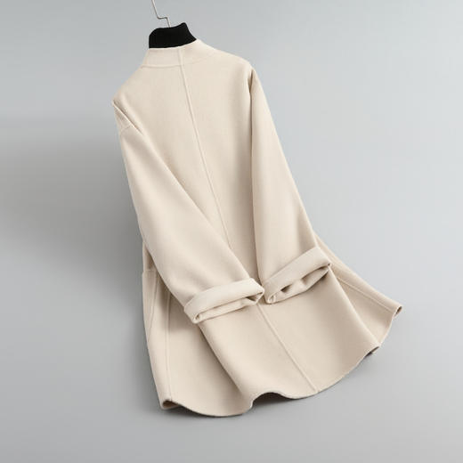 丁摩 高端休闲羊毛羊绒外套牛角扣10羊绒宽松大码双面呢5ZF-28376 商品图5