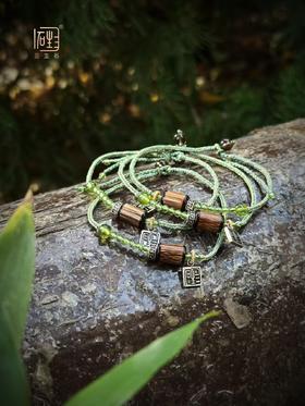 势如破竹·橄榄石\茶晶编织手链