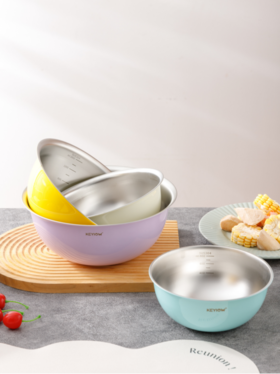 💥[品牌直发]升级款!🤭三件套39.9!🍹四件套 49.9! 🌸【KEYIOW亮面不锈钢沙拉盆套组✨】，304不锈钢材质!源自宝岛台湾35年品牌，😎北欧的简约风范! 